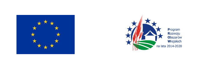 Flaga Unii Europejskiej oraz logotyp Programu Rozwoju Obszarów Wiejskich