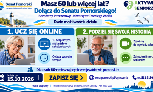 Zdjęcie do Senat Pomorski - internetowy Uniwersytet III Wieku zaprasza osoby 60+
